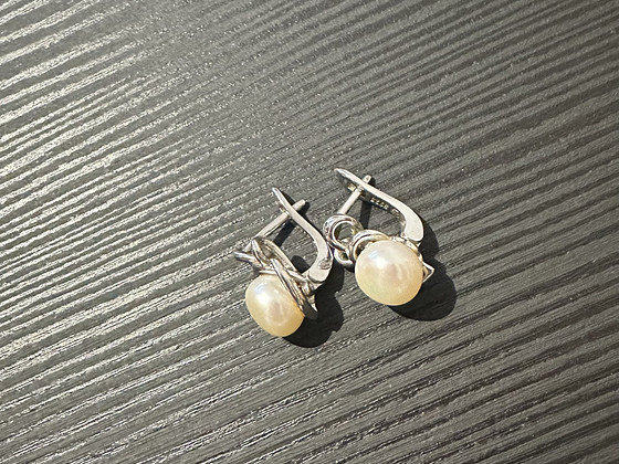 Серьги, серебро, жемчуг