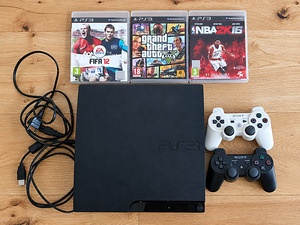 Sony PlayStation 3 Slim + 2 геймпада + 3 игры (1 фото из 3)