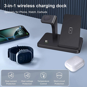 3in1 Fast Wireless Charger Station Dock 15W Samsung-Apple (7 foto / 10)