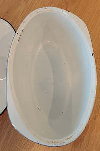 Emailitud malmist ovaalne pardipott kaanega (4 foto / 9)