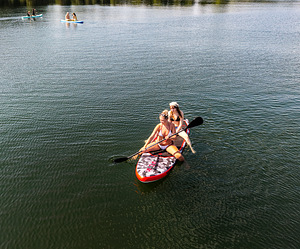 НОВАЯ SUP-ДОСКА, ПОЛНЫЙ КОМПЛЕКТ — СРАЗУ НА ВОДУ! Сиденье+вёсла+насос (3 фото из 7)