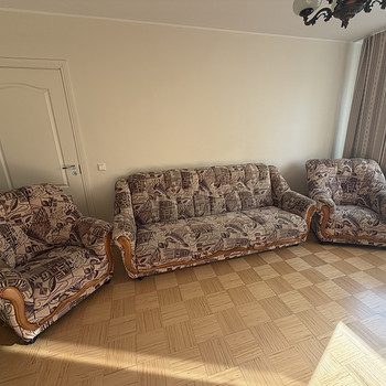 Pehme mööbli komplekt: lahtikäiv diivan + 2 tugitooli