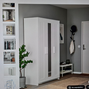 3-ukseline riidekapp, valge, 117×50×190 cm (2 foto / 2)