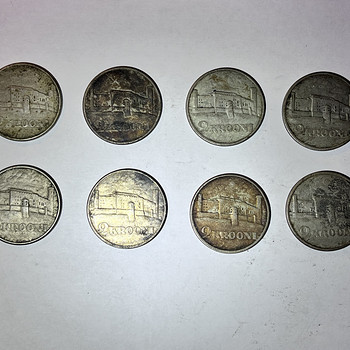 Старые монеты Эстонской Республики — 2 кроны, 50 центов, 3 марки
