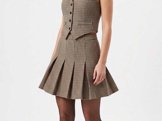 1980–1990 stiilis ruuduline kaheosaline vintage komplekt