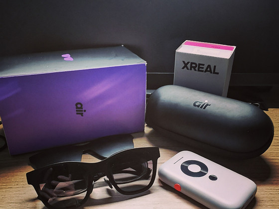 Xreal air glasses and xbeam.