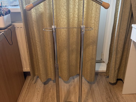Chrome metal valet stand clothes hanger