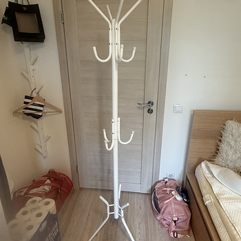 White metal standing coat rack