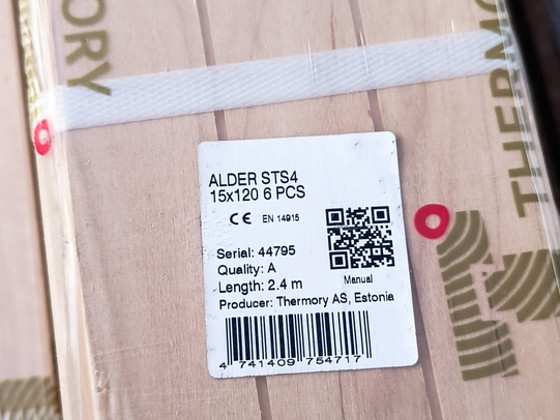 Вагонка для сауны Thermory Alder STS4 15x120x2400