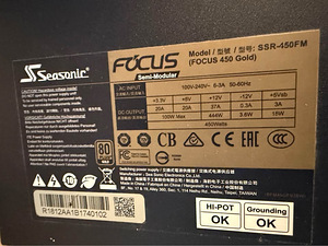 Seasonic Focus Gold 450W (SSR-450FM) toiteplokk (2 foto / 2)