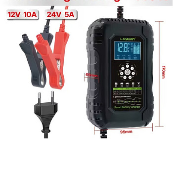 Akulaadija 12V 10A 24V 5A täisautomaatne nutikas aku laadija