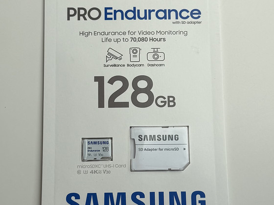 Samsung PRO Endurance microSDXC + SD adapter 128 GB , White