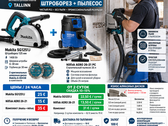 RENT / АРЕНДА | Makita SG1251J + Nilfisk AERO 26-21