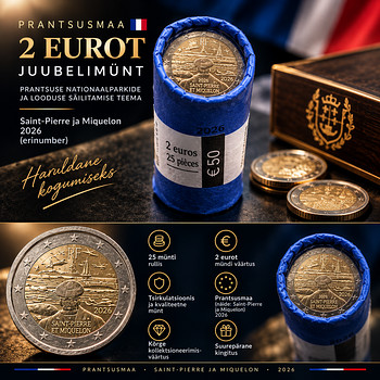 2€ банковский ролл Франция 2026 "400 лет ВМС Франции / Mari