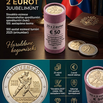 2€ pangarull Slovakkia 2025 „100 aastat esimesele rahvusvahelisele sporditurniir...