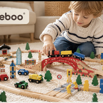 Большой деревянный набор железной дороги Beeboo и IKEA