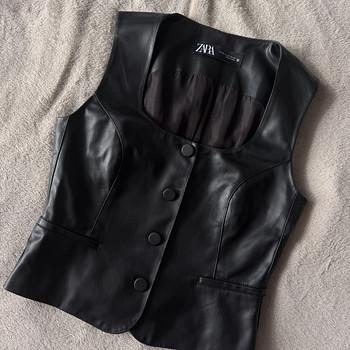 Кожаный жилет ZARA