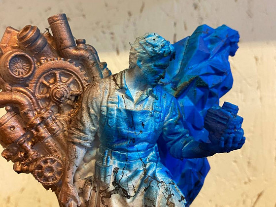 Статуэтка крылатого воина в стиле стимпанк — 3D-печатная фэнтезийная фигурка