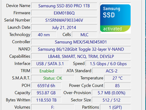 Samsung 850 PRO SSD 2,5" 1TB