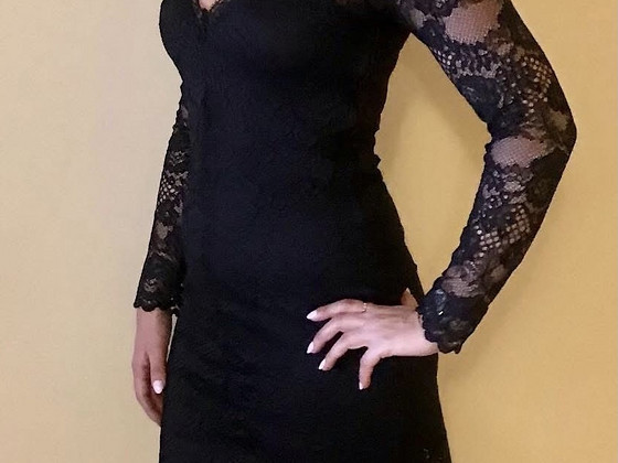 Нарядное черное платье в горошек H/M M(38)