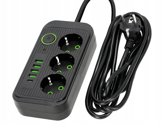 Квадратный удлинитель 4xUSB 1xUSB-C 3 м
