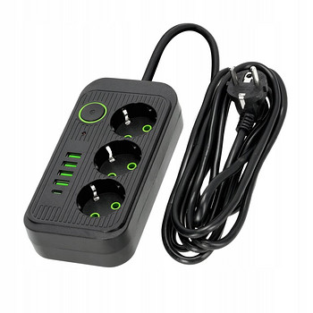 Pikendusjuhe kandiline 4xUSB 1xUSB-C 3m