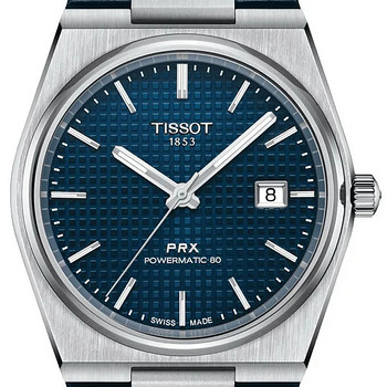 Часы Tissot PRX Powermatic 80 Синий Кожа 40мм