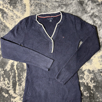 Tommy Hilfiger tumesinine soonikuga Henley-särk | Suurus –XS