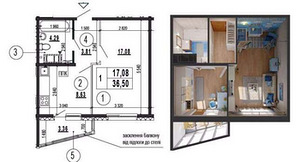 1 комнатная квартира (2 фото из 7)