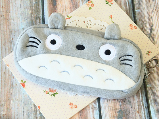 Totoro Cartoon Plush Zip Pen Bag