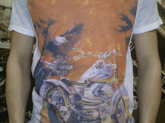 Футболка Harley Davidson серо-розового цвета с принтом
