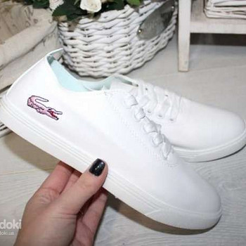 Lacoste - кокожанные кеды туфли,мокасины, слипоны на шнуровк