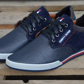 Мужские кожаные кроссовки Tommy Hilfiger (перфорация)