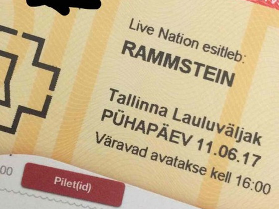 Konserttilippu RAMMSTEIN 11.06.17 Tallinnassa
