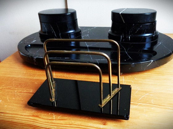 Antiikne NERO MARQUINA marmorist tindipott - 1930ndad