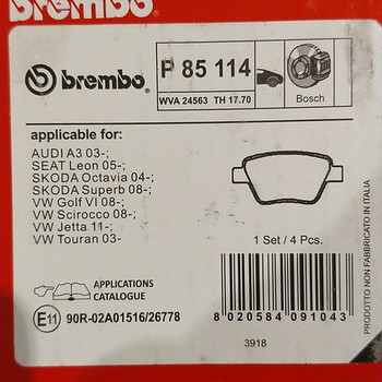 Brembo piduriklotsid P85114 A3, Leon, Octavia, Superb, Jetta