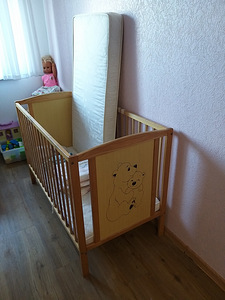 Детская краватка+ 2 матраса 60×120, бортик и 2 простони. (3 фото из 3)